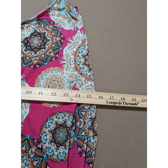 NWOT Entro Women's One Shoulder Maxi Dress Pink Mandala with Slit Size Small - Picture 7 of 11